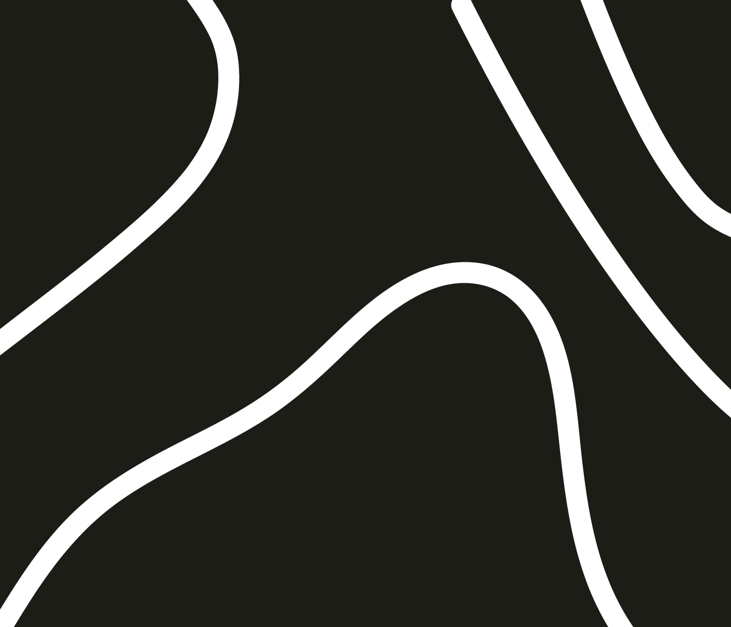 decorative design of bold white terrain altitude lines against a dark background