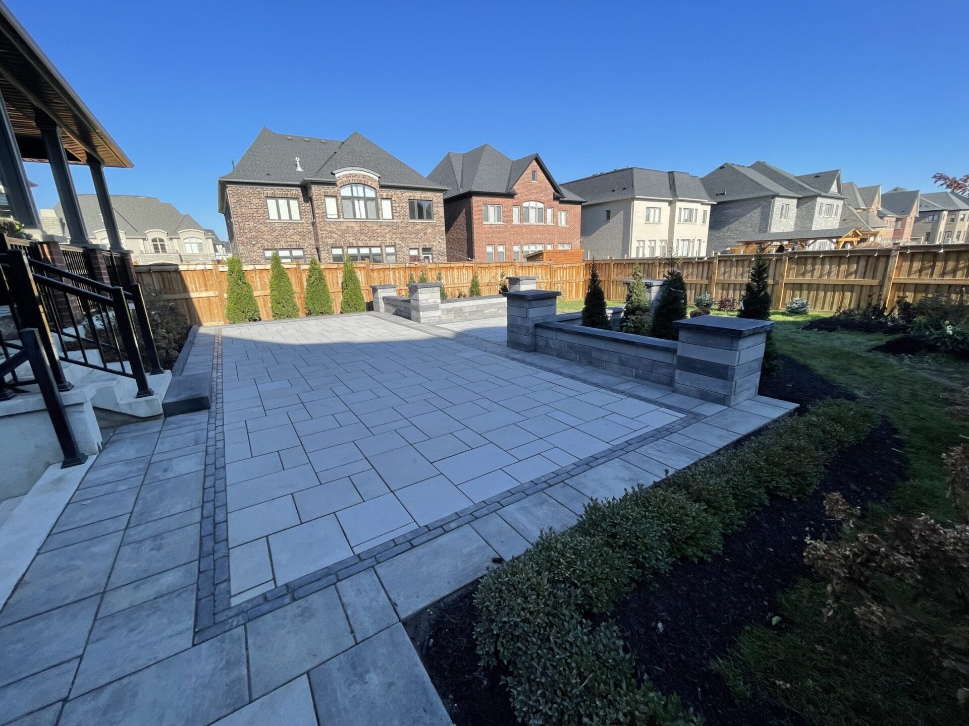 Hardscaping and softscaping in a backyard