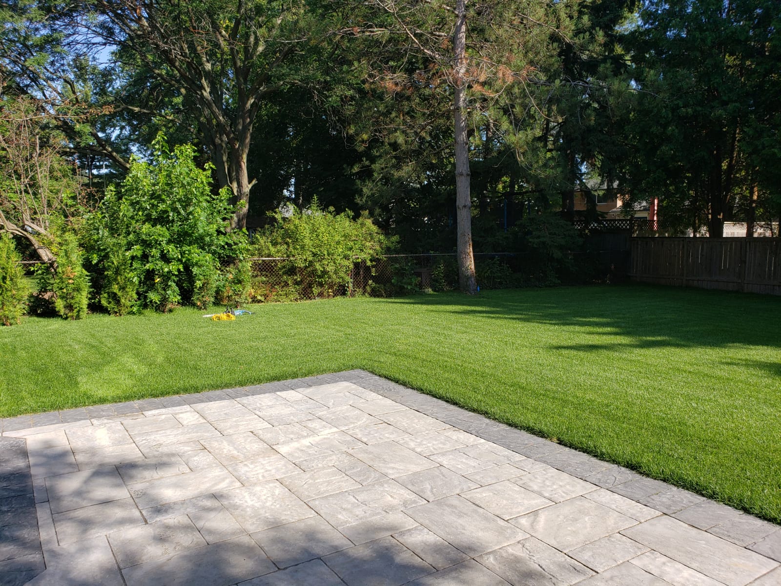 lawn patch with a patio